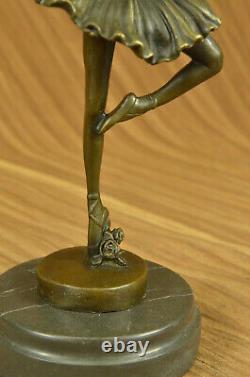 Bronze Cast - Marble Figure Ballerina Girl Signed Sculpture Gift Figure