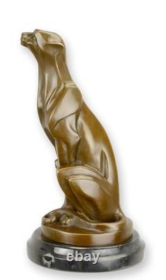 Bronze Cheetah Sculpture on a Black Marble Base after De Coux