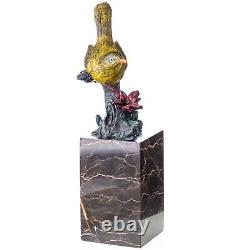 Bronze Colored Bird Figurine on Vintage Marble