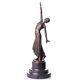 Bronze Dancer Sculpture On Black Marble After Demetre Chiparus