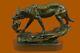 Bronze Deco Wolf Protection Elle Cub Sculpture Marble Statue Signed Barye Artwork