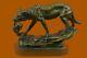 Bronze Deco Wolf Protection Her Cub Sculpture Marble Statue Signed Sculpture Art