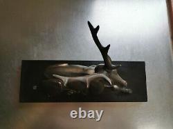 Bronze Deer With Marble Base Signed Thierry