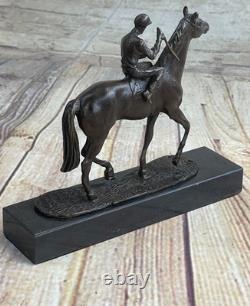 Bronze Delaware Parc Cheval Racing Jockey on Track with Marble Base