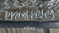 Bronze Delaware Park Horse Racing Jockey on Course W / Marble Base Sign