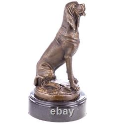 Bronze Dog Figurine on Black Marble after Cain