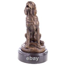 Bronze Dog Figurine on Black Marble after Cain