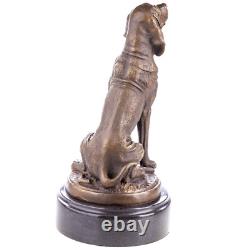 Bronze Dog Figurine on Black Marble after Cain