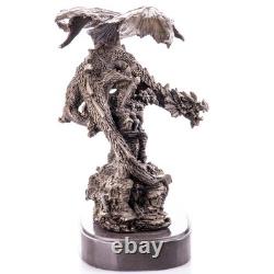 Bronze Dragon Sculpture on a Black Marble Base after Milo