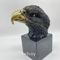 Bronze Eagle Head Statue on Marble Base after Archibald Thorbur