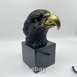 Bronze Eagle Head Statue on Marble Base after Archibald Thorbur