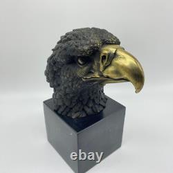 Bronze Eagle Head Statue on Marble Base after Archibald Thorbur