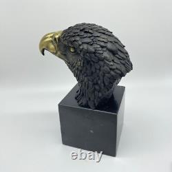 Bronze Eagle Head Statue on Marble Base after Archibald Thorbur