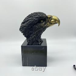 Bronze Eagle Head Statue on Marble Base after Archibald Thorbur