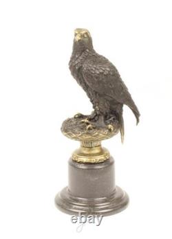 Bronze Eagle Sculpture on Black Marble after Archibald Thorburn