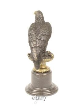 Bronze Eagle Sculpture on Black Marble after Archibald Thorburn