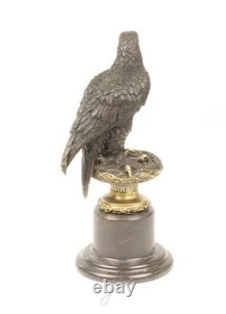 Bronze Eagle Sculpture on Black Marble after Archibald Thorburn