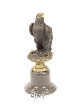 Bronze Eagle Sculpture on Black Marble after Archibald Thorburn