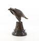 Bronze Eagle Sculpture On Vintage Black Marble Signed