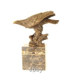 Bronze Eagle Sculpture on a Black Marble Base after Milo