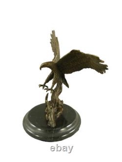 Bronze Eagle Sculpture on a Black Marble Base after Milo