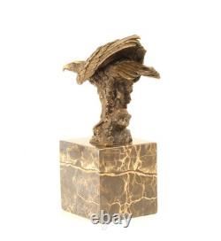 Bronze Eagle Sculpture on a Black Marble Base after Milo