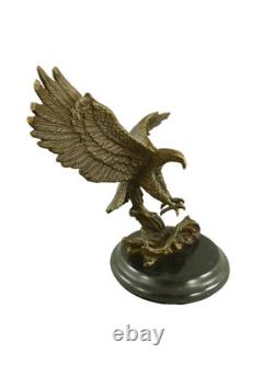 Bronze Eagle Sculpture on a Black Marble Base after Milo