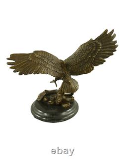 Bronze Eagle Sculpture on a Black Marble Base after Milo