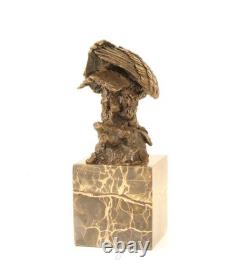 Bronze Eagle Sculpture on a Black Marble Base after Milo