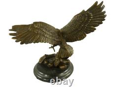 Bronze Eagle Sculpture on a Black Marble Base after Milo