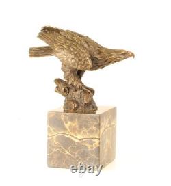 Bronze Eagle Sculpture on a Black Marble Base after Milo