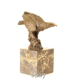 Bronze Eagle Sculpture on a Black Marble Base after Milo