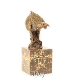 Bronze Eagle Sculpture on a Black Marble Base after Milo