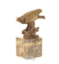 Bronze Eagle Sculpture on a Black Marble Base after Milo