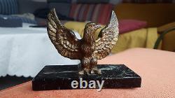 Bronze Eagle Statue In Unsigned Marble Base