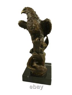 Bronze Eagle Statue on a Black Marble Base after Williams