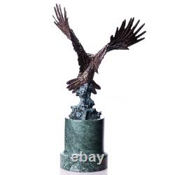 Bronze Eagle Statue on a Green Marble Base After Milo