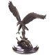 Bronze Eagle On Black Marble Signed By Artist Milo