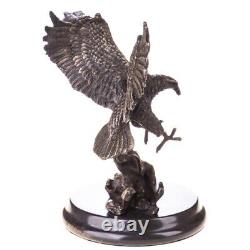 Bronze Eagle on Black Marble Signed by Artist Milo