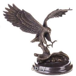 Bronze Eagle on Black Marble Signed by Artist Milo