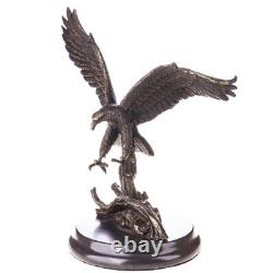 Bronze Eagle on Black Marble Signed by Artist Milo