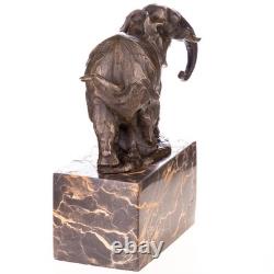 Bronze Elephant Statue on a Black Marble Base After Milo
