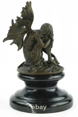 Bronze Elf Sculpture on a Black Marble Base after Milo