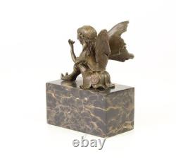 Bronze Elf Sculpture on a Black Marble Base after Milo