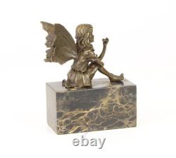 Bronze Elf Sculpture on a Black Marble Base after Milo