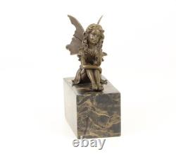 Bronze Elf Sculpture on a Black Marble Base after Milo