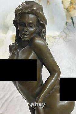 Bronze Erotic Sculpture Chair Art Chair Statue Signed Marble Figurine