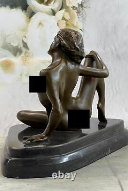 Bronze Erotic Sculpture Chair Art Statue Signed Deco Marble Figurine Gift