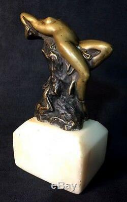Bronze Female Nude Signed Zala (zala György) On Base Marble From 16cm From Top