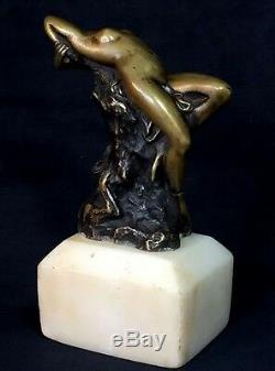 Bronze Female Nude Signed Zala (zala György) On Base Marble From 16cm From Top